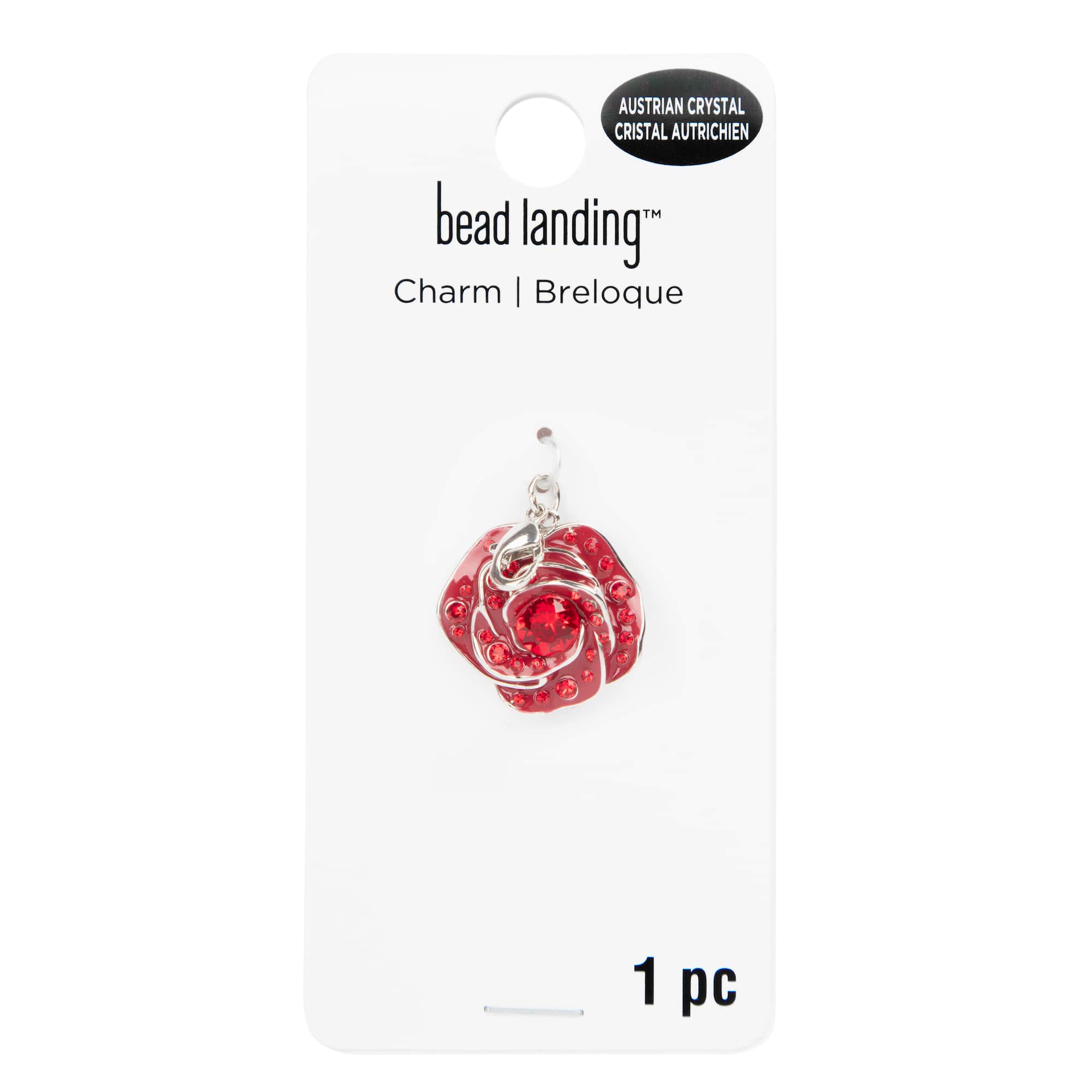 12 Pack: Red Austrian Crystal Rose Charm by Bead Landing™